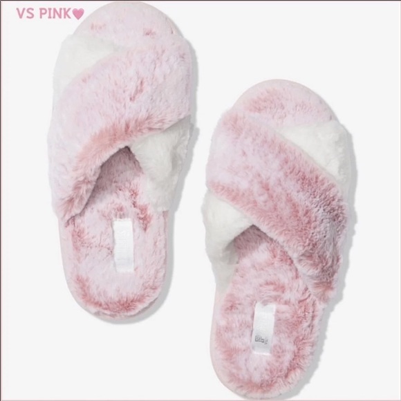 PINK Victoria's Secret Shoes - Victoria’s secrets Fluffy  slippers -LARGE
